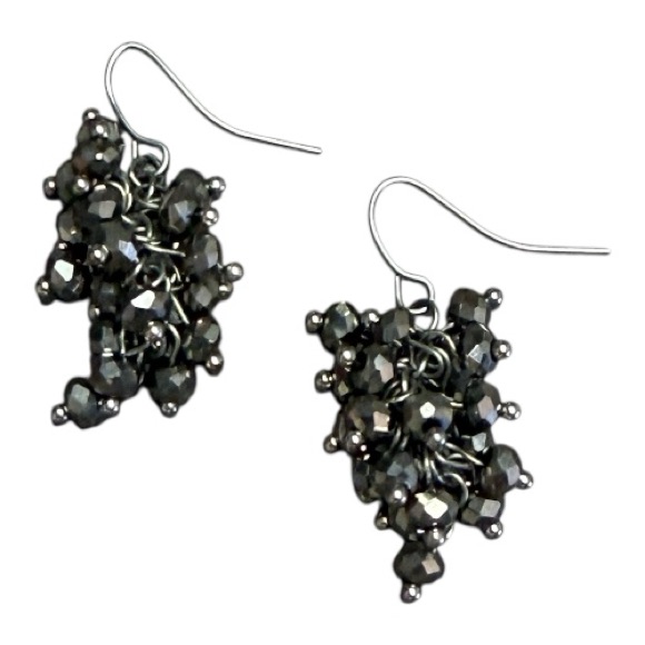 Elegant Silver Cluster Earrings In Ear Dangling